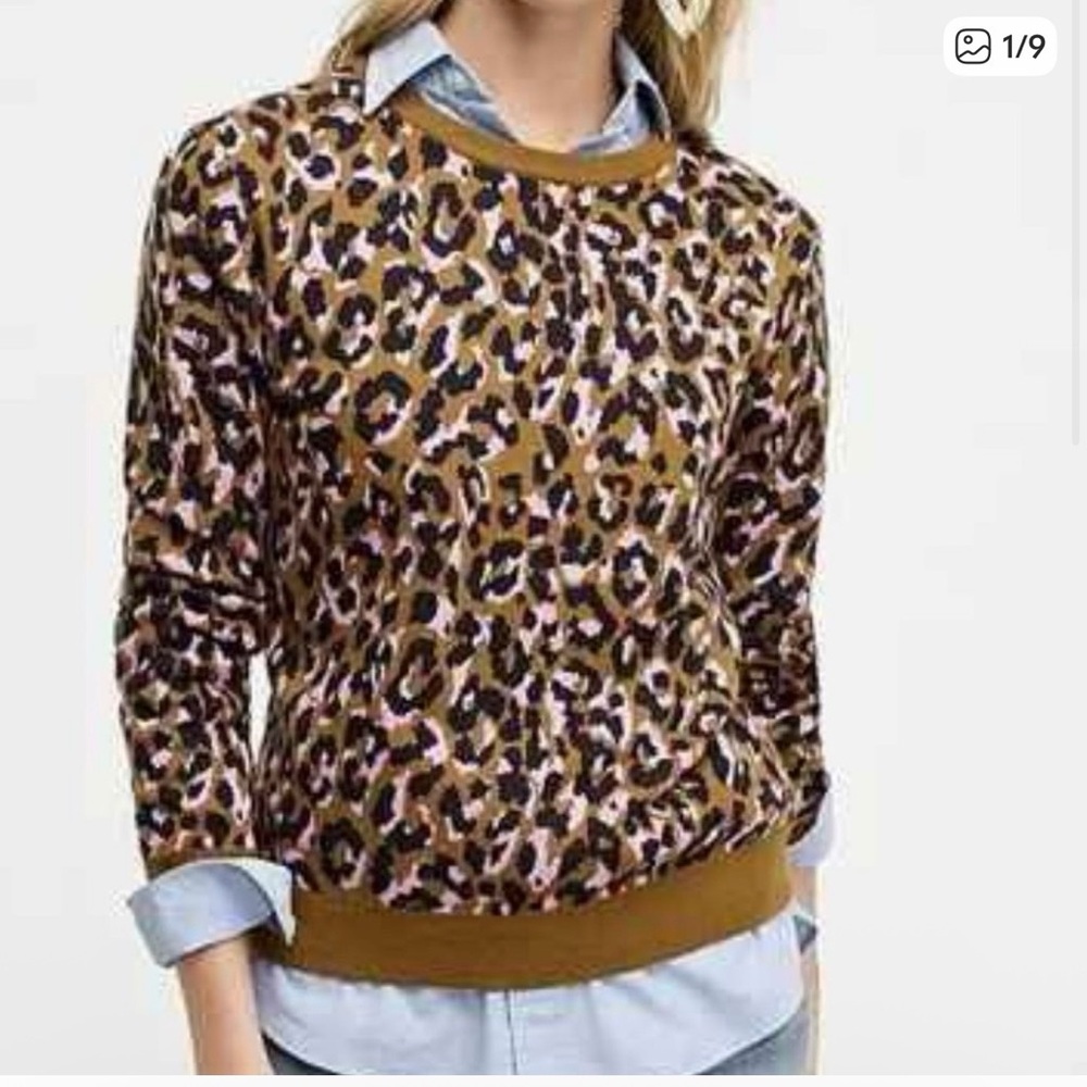 NWT J. Crew Leopard Print Sweater - Brown and Purple